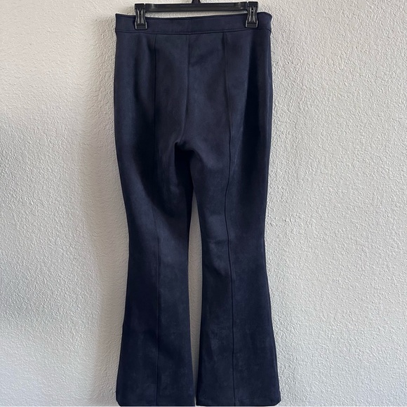 SPANX Navy Faux Suede Flare Pants Pull On Stretch Bootcut Size L - Picture 6 of 12